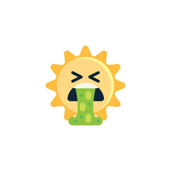 Vomiting Sun Face Emoji Flat Icon Vector Sign Colorful Pictogram — Stock Vector