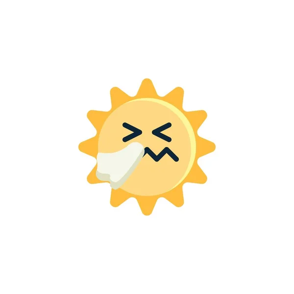 Sneezing Sun Face Emoji Ícone Plano Sinal Vetor Pictograma Colorido —  Vetores de Stock