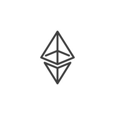 Ethereum şifreleme hattı simgesi. Mobil konsept ve web tasarımı için doğrusal biçim işareti. Ethereum ana hat vektör simgesi. Sembol, logo çizimi. Vektör grafikleri