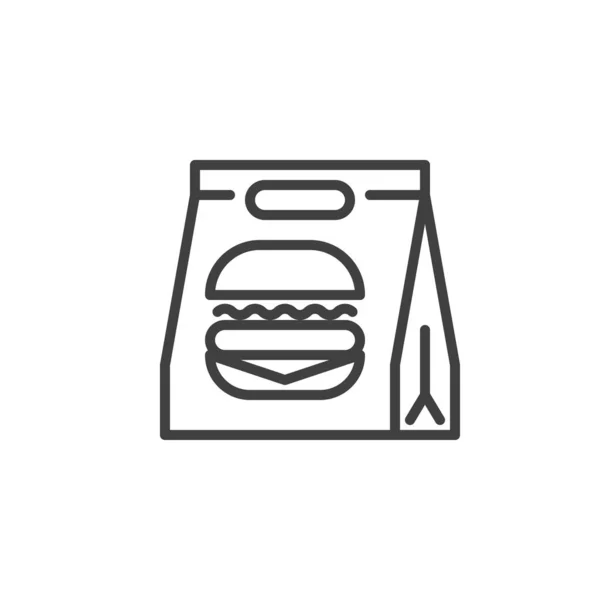 Burger Entrega Paquete Línea Icono Signo Estilo Lineal Para Concepto — Vector de stock