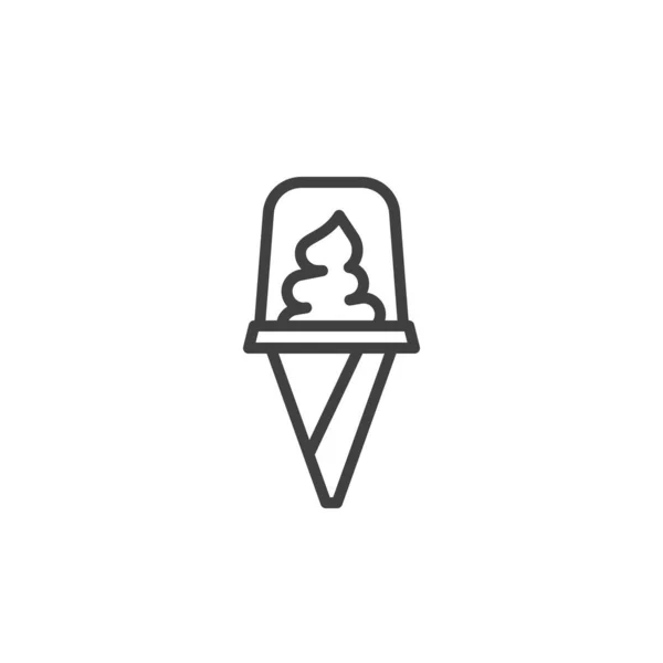 冰淇淋锥形线图标 移动概念和网页设计的线性风格标志 冰淇淋包装轮廓矢量图标 标识插图 矢量图形 — 图库矢量图片