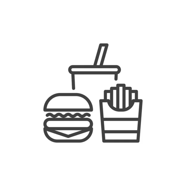 Comida Rápida Combo Línea Icono Signo Estilo Lineal Para Concepto — Vector de stock