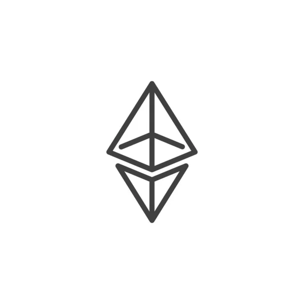Etherum Cryptocurrency Line Icon 모바일 디자인을 스타일 Etherum Outline Vector — 스톡 벡터