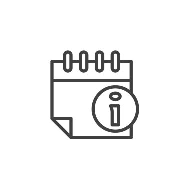 Takvim bilgi satırı simgesi. Mobil konsept ve web tasarımı için doğrusal biçim işareti. Takvim bilgisi ana hatları vektör simgesi. Sembol, logo çizimi. Vektör grafikleri