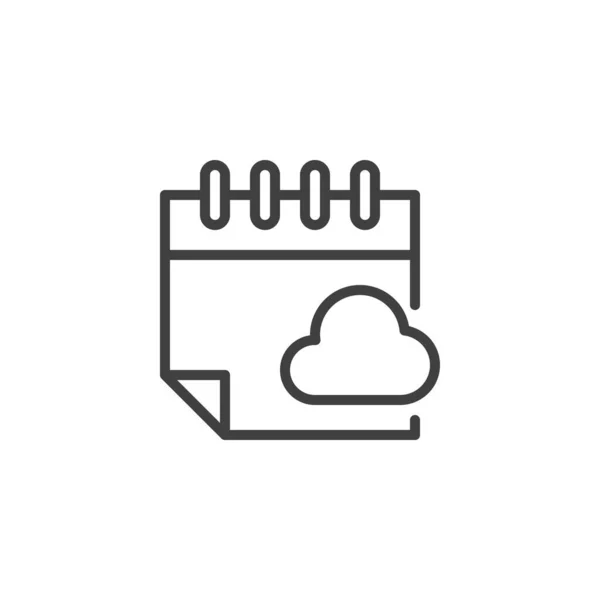 Calendar Cloud Line Icon Linear Style Sign Mobile Concept Web — ストックベクタ