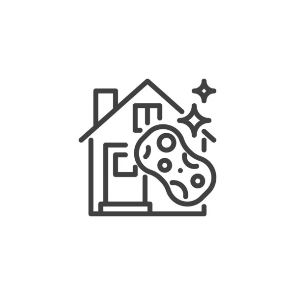 Значок Линии Уборки Дома Знак Стиля Мобильной Концепции Веб Дизайна — стоковый вектор
