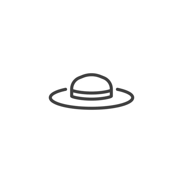 夏帽线图标 移动概念和网页设计的线性风格标志 女性帽子轮廓矢量图标 标识插图 矢量图形 — 图库矢量图片