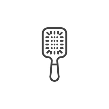 Tarak fırçası çizgisi simgesi. Mobil konsept ve web tasarımı için doğrusal biçim işareti. Saç fırçası taslak vektör simgesi. Sembol, logo çizimi. Vektör grafikleri