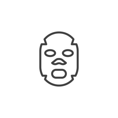 Kozmetik maske çizgisi simgesi. Mobil konsept ve web tasarımı için doğrusal biçim işareti. Kağıt maskesi ana hatlı vektör simgesi. Sembol, logo çizimi. Vektör grafikleri