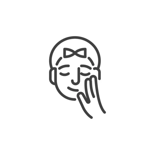 Face Cream Applying Line Icon Linear Style Sign Mobile Concept — Stockvektor