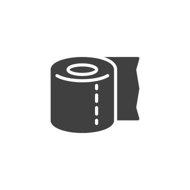 Tuvalet kağıdı vektör simgesi. Mobil konsept ve web tasarımı için düz tabela. Kağıt rulo sembol. Sembol, logo çizimi. Vektör grafikleri