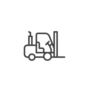 Forklift kamyon hattı ikonu. Mobil konsept ve web tasarımı için doğrusal biçim işareti. Forklift ana hatlı vektör simgesi. Sembol, logo çizimi. Vektör grafikleri