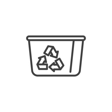 Kutu çizgisi simgesi geri dönüşümü. Mobil konsept ve web tasarımı için doğrusal biçim işareti. Eko kutu ana hatlı vektör simgesi. Sembol, logo çizimi. Vektör grafikleri