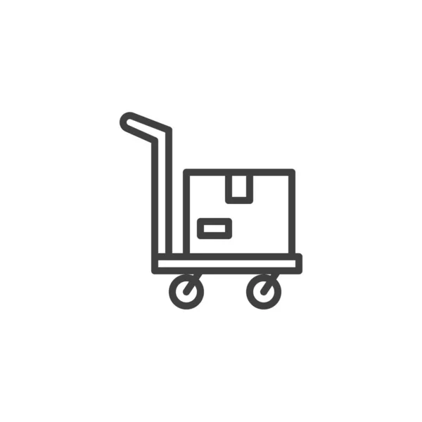 Hand Truck Box Line Icon Linear Style Sign Mobile Concept — 스톡 벡터