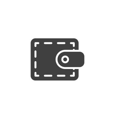 Cüzdan vektör simgesi. Mobil konsept ve web tasarımı için düz tabela. Para cüzdanı simgesi. Sembol, logo çizimi. Vektör grafikleri