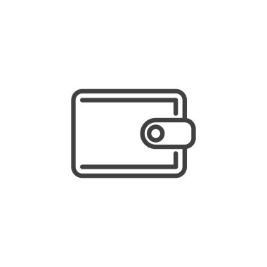 Para cüzdanı ikonu. Mobil konsept ve web tasarımı için doğrusal biçim işareti. Cüzdan taslak vektör simgesi. Sembol, logo çizimi. Vektör grafikleri