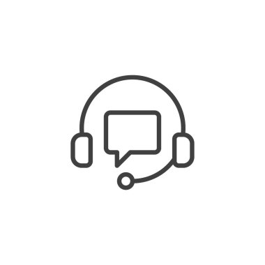 Çevrimiçi destek hattı simgesi. Mobil konsept ve web tasarımı için doğrusal biçim işareti. Merkezdeki yardımcı vektör simgesini ara. Sembol, logo çizimi. Vektör grafikleri