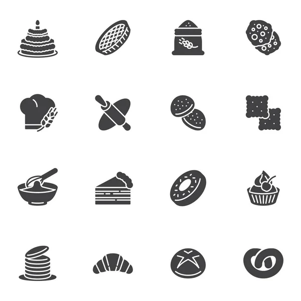 Conjunto Iconos Vectoriales Tienda Panadería Colección Símbolos Sólidos Modernos Paquete — Vector de stock