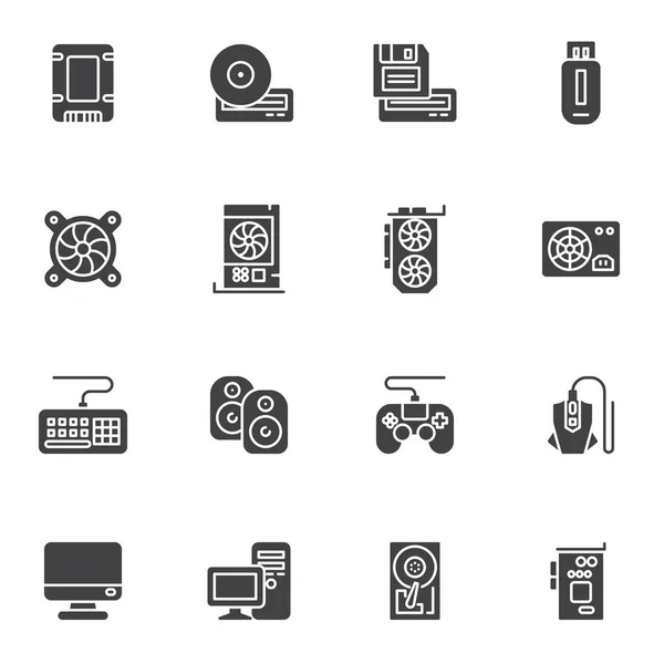 Computer Hardware Vector Icons Set Modern Solid Symbol Collection Filled — 图库矢量图片