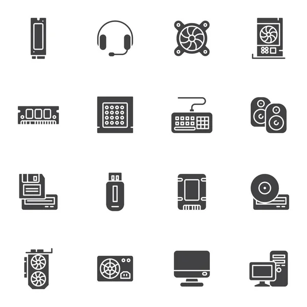 Components Vector Icons Set Modern Solid Symbol Collection Computer Hardware — 图库矢量图片