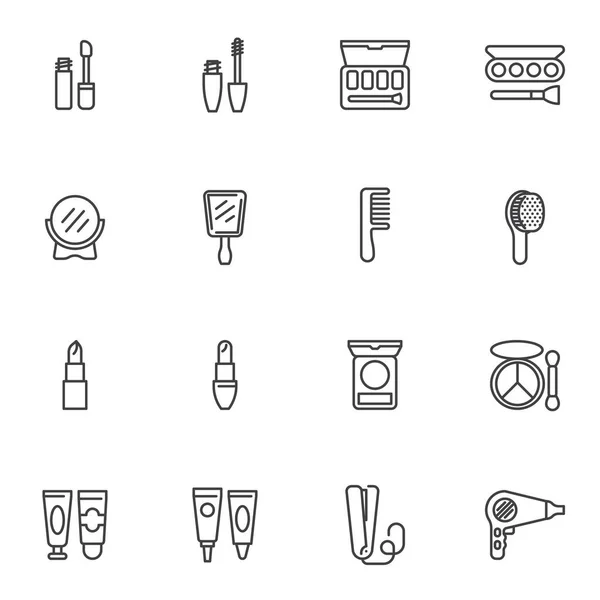 Beauty Fashion Line Icons Set Outline Vector Symbol Collection Linear — 스톡 벡터