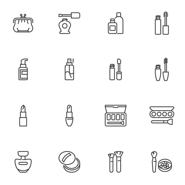 Make Cosmetics Line Icons Set Outline Vector Symbol Collection Linear — 스톡 벡터