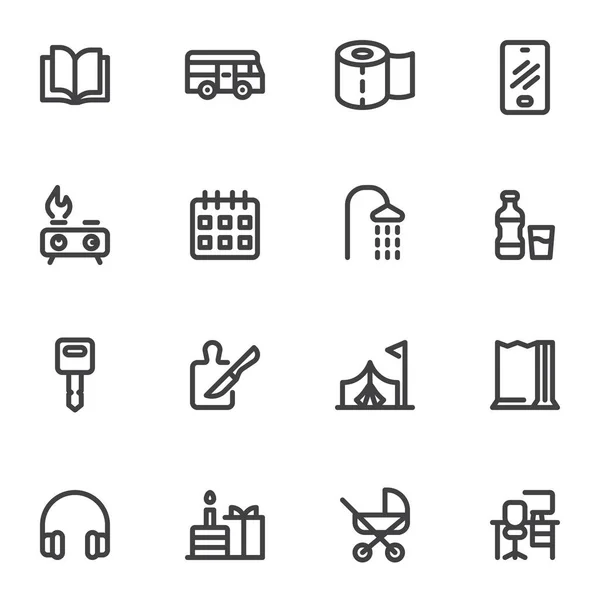 Entertainment Line Icons Set Outline Vector Symbol Collection Linear Style — Stockový vektor