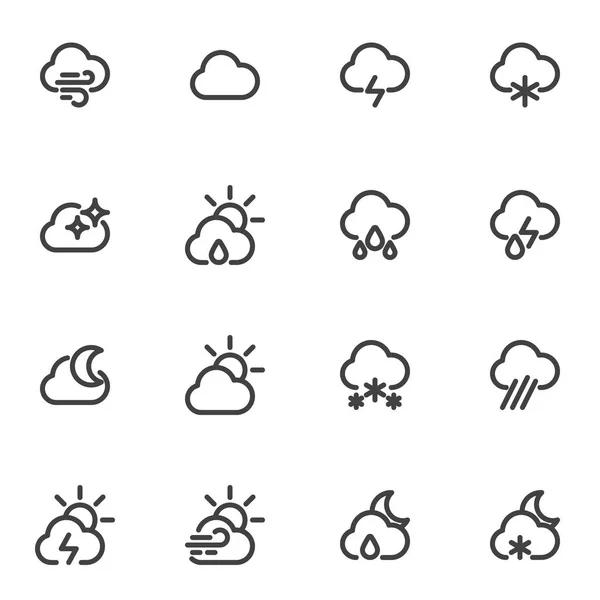 Weather Meteorology Line Icons Set Outline Vector Symbol Collection Linear — Stock Vector