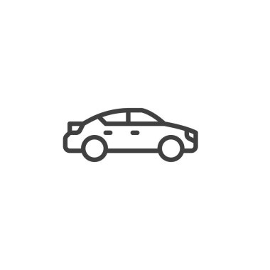 Sedan araba hattı simgesi. Mobil konsept ve web tasarımı için doğrusal biçim işareti. Spor araba taslak vektör ikonu. Sembol, logo çizimi. Vektör grafikleri