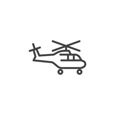 Helikopter hattı simgesi. Mobil konsept ve web tasarımı için doğrusal biçim işareti. Helikopter ana hatları vektör simgesi. Sembol, logo çizimi. Vektör grafikleri