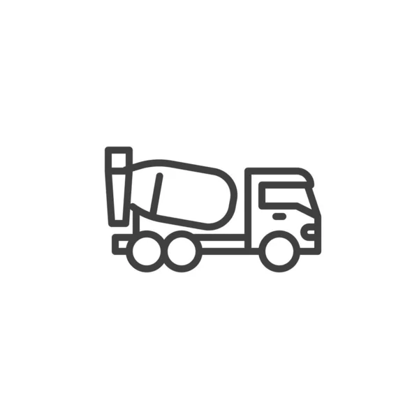 Concrete Mixer Truck Line Icon Linear Style Sign Mobile Concept — Image vectorielle