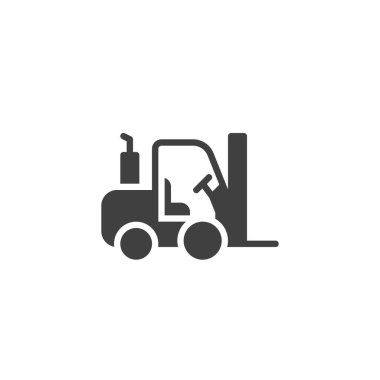 Forklift kamyon vektör simgesi. Mobil konsept ve web tasarımı için düz tabela. Forklift nakliye simgesi. Sembol, logo çizimi. Vektör grafikleri