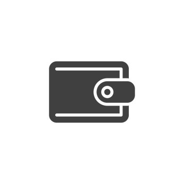 Para cüzdanı vektör simgesi. Mobil konsept ve web tasarımı için düz tabela. Cüzdan kabartma simgesi. Sembol, logo çizimi. Vektör grafikleri