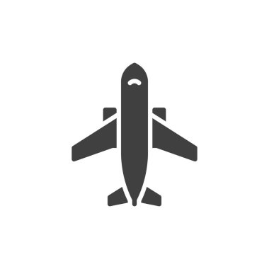 Uçak vektör simgesi. Mobil konsept ve web tasarımı için düz tabela. Havayolu uçak sembolü. Sembol, logo çizimi. Vektör grafikleri