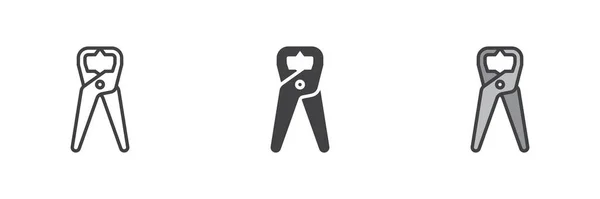 Tongs Pliers Icon Line Glyph Filled Outline Colorful Version Pincers — Vetor de Stock