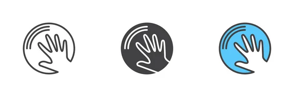 Hand Circle Icon Line Glyph Filled Outline Colorful Version Handmade — Stockový vektor