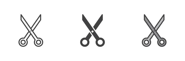 Scissors Icon Line Glyph Filled Outline Colorful Version Outline Filled — Vetor de Stock