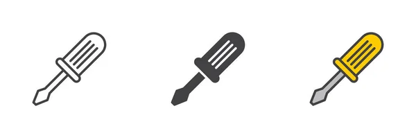 Screwdriver Icon Line Glyph Filled Outline Colorful Version Outline Filled —  Vetores de Stock