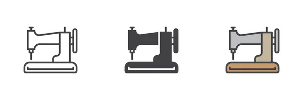 Sew Machine Icon Line Glyph Filled Outline Colorful Version Sewing —  Vetores de Stock