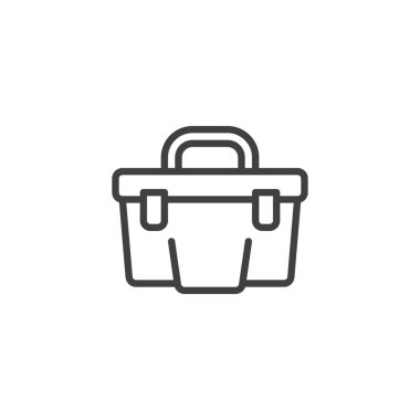 Araç kutusu çizgisi simgesi. Mobil konsept ve web tasarımı için doğrusal biçim işareti. araç kutusu ana hatları vektör simgesi. Sembol, logo çizimi. Vektör grafikleri