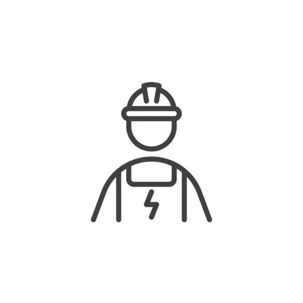Electrician Man Line Icon Linear Style Sign Mobile Concept Web — ストックベクタ