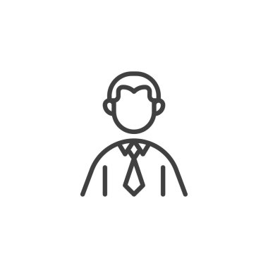 Businessman person line icon. linear style sign for mobile concept and web design. Business man with necktie outline vector icon. Symbol, logo illustration. Vector graphics