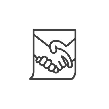 Contract agreement line icon. linear style sign for mobile concept and web design. Partnership handshake outline vector icon. Symbol, logo illustration. Vector graphics
