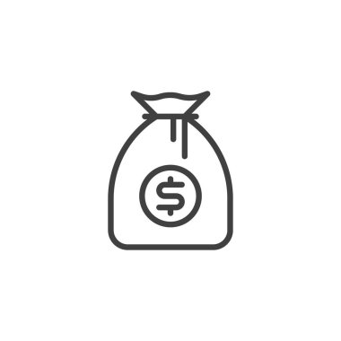 Dollar money bag line icon. linear style sign for mobile concept and web design. Money bag outline vector icon. Symbol, logo illustration. Vector graphics