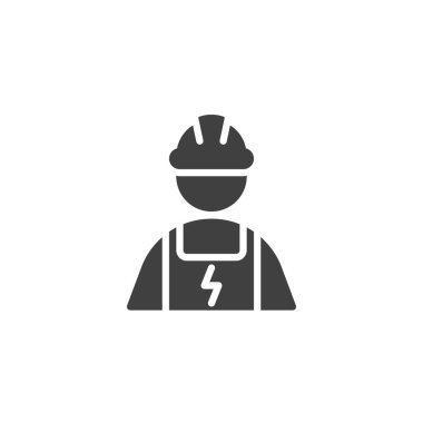 Electrician man vector icon. filled flat sign for mobile concept and web design. Electrician avatar glyph icon. Symbol, logo illustration. Vector graphics