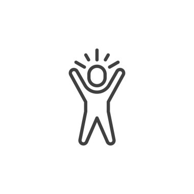 Creative motivation line icon. linear style sign for mobile concept and web design. Man with raised arms outline vector icon. Symbol, logo illustration. Vector graphics