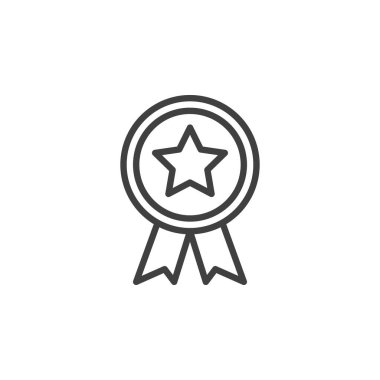 Star badge line icon. linear style sign for mobile concept and web design. Star medal outline vector icon. Symbol, logo illustration. Vector graphics