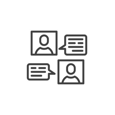 People communication line icon. linear style sign for mobile concept and web design. Two person conversation outline vector icon. Symbol, logo illustration. Vector graphics