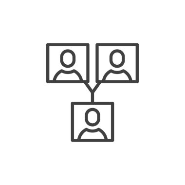 Team work group line icon. linear style sign for mobile concept and web design. Work group outline vector icon. Symbol, logo illustration. Vector graphics