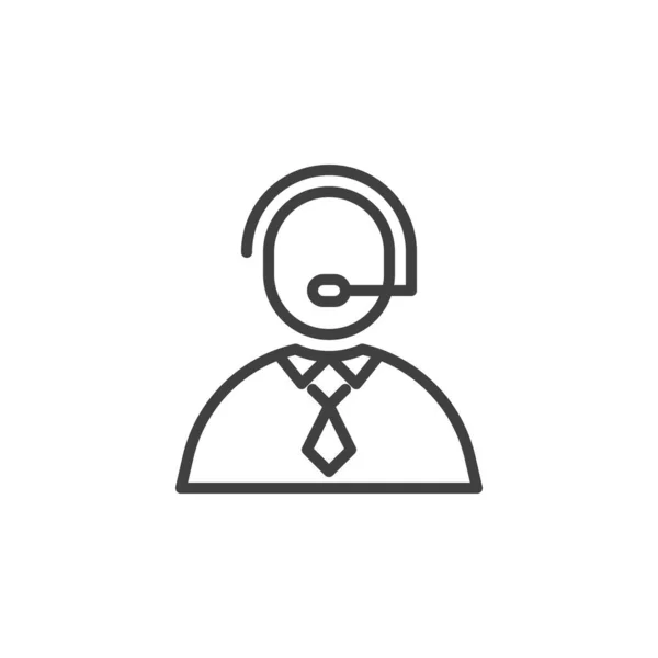 Customer Service Assistant Line Icon Linear Style Sign Mobile Concept — Vetor de Stock